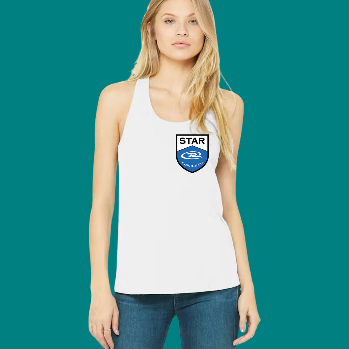 STAR RUSH WHITE RACER BACK TANK