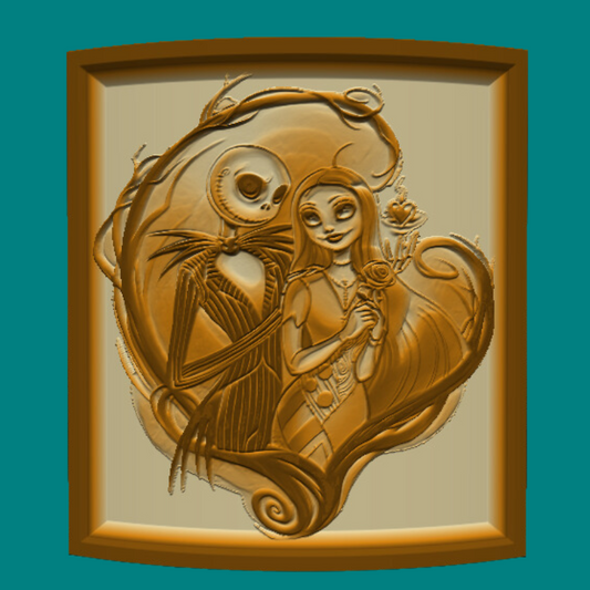 "Jack and Sally in Heart" Nightmare Before Christmas Night Light (PLA)